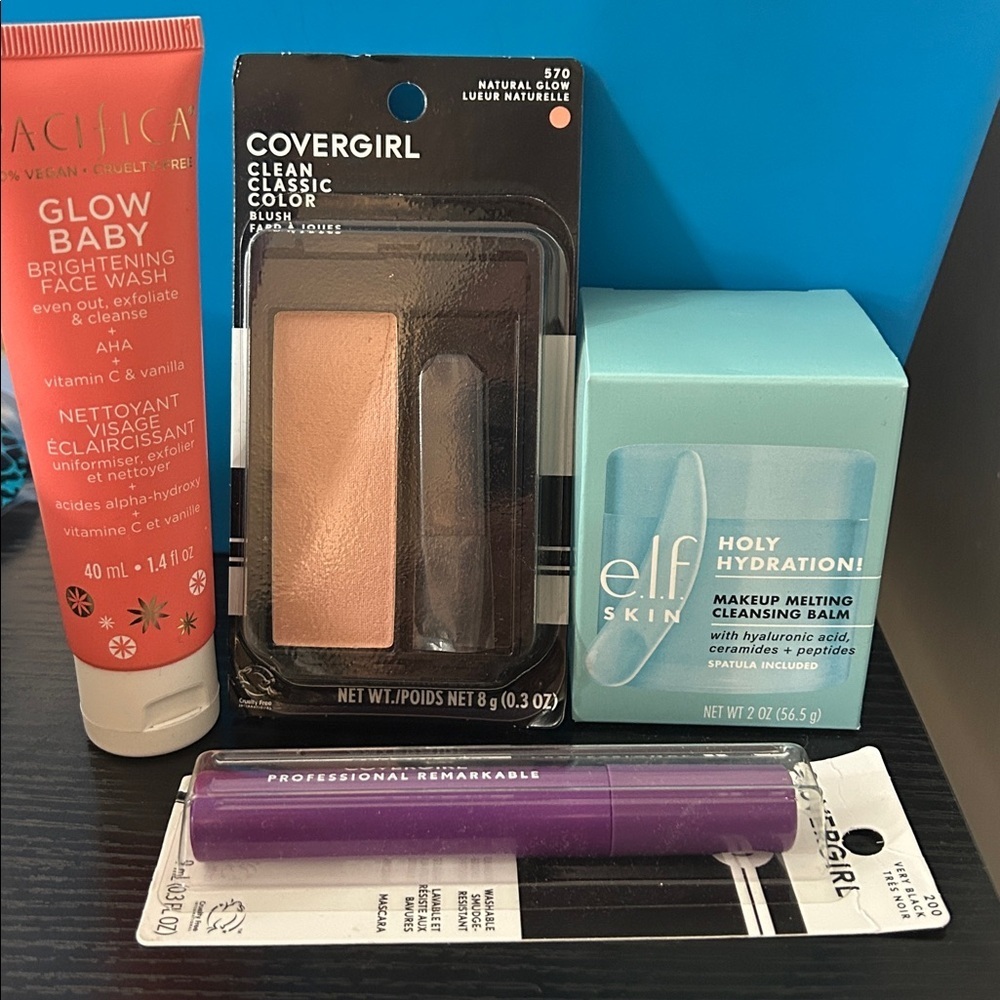 COVERGIRL Blush & e.l.f. Cleansing‎ Balm Purple Mascara Face Wash NEW